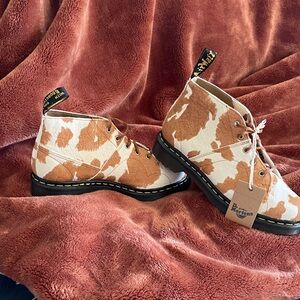 Dr. Martens Brown and Cream Patterned Boots